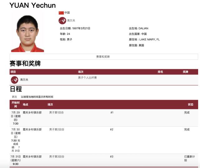 高尔夫:落后6杆 袁也淳奥运决赛日不放弃